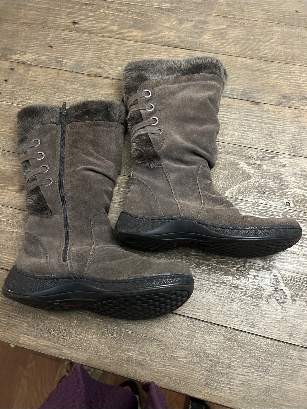 BareTraps Brown Suede Faux-Fur Winter Boots